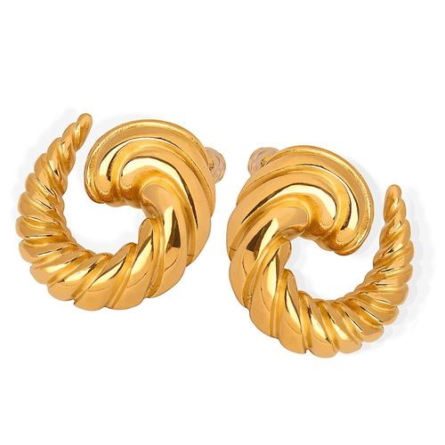 Boucles D'oreilles En Forme De Corne Filete, Boucles D'oreilles Irrgulires,  La Mode Et Polyvalentes En Acier Titane, Or