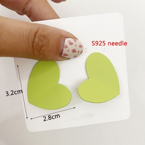 Boucles D'oreilles En Forme De CUr Pour Femmes Et Filles, Bijoux D'oreille Charmants, Mode Corenne, Document Vert