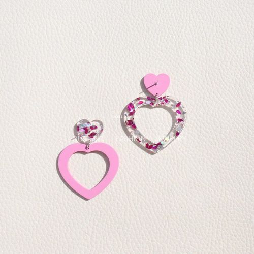 Boucles D'oreilles En Forme De CUr Pour Femmes, Pendentif Asymtrique, Mode Corenne, Mignon, Rose, Color, Bijoux De Dclaration, 2022