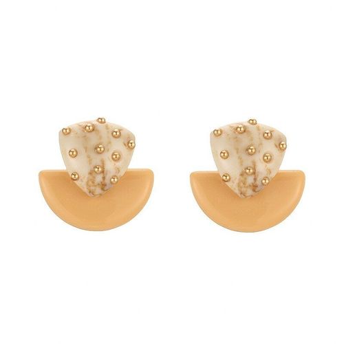 Boucles D'oreilles En Forme De Demi-Cercle Abricot Pour Femmes, lgantes, En Rsine Creuse Noire, Rivets Noirs Et Blancs