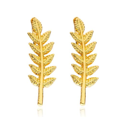 Boucles D'oreilles En Forme De Feuille Pour Filles, Couleur Or, Punk, Plume, Design Simple, Bijoux  La Mode, Vente En Gros