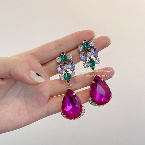 Boucles D'oreilles En Forme De Goutte D'eau Pour Femmes, lgantes, Corennes, De Luxe, Couleur Champagne, En Cristal,  La Mode, Bijoux De Fte