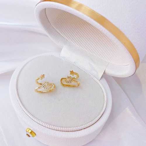 Boucles D'oreilles En Forme De Lune Pour Femmes, Gomtrie, toile, Exquise, Clip En Os, Non Perces, Modle De Luxe lgant, Pendentif, Cadeau