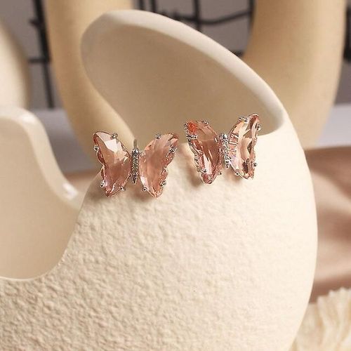 Boucles D'oreilles En Forme De Noix De Papillon En Verre 14 Carats lgant Dor Dlicat Or Zircon Cubique Colliers D'insectes Ensemble D'anneaux Taille De Bijoux Redimensionnable Couleur 10