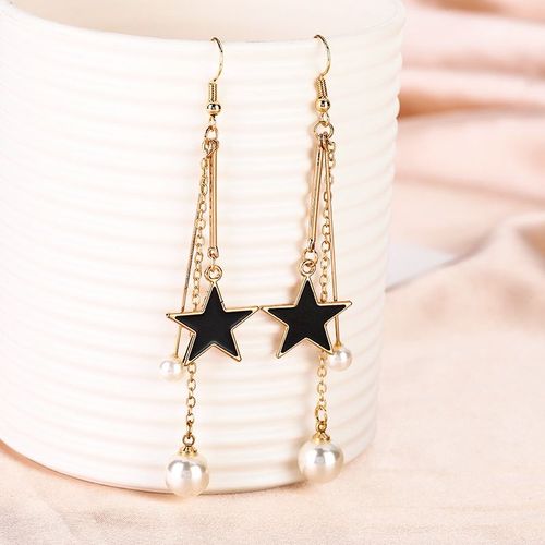 Boucles D'oreilles En Forme De NUd Papillon Pour Femmes, En Imitation De Perle, En Noir Et Blanc, Mode Corenne, lgantes, Dcoration De Fte
