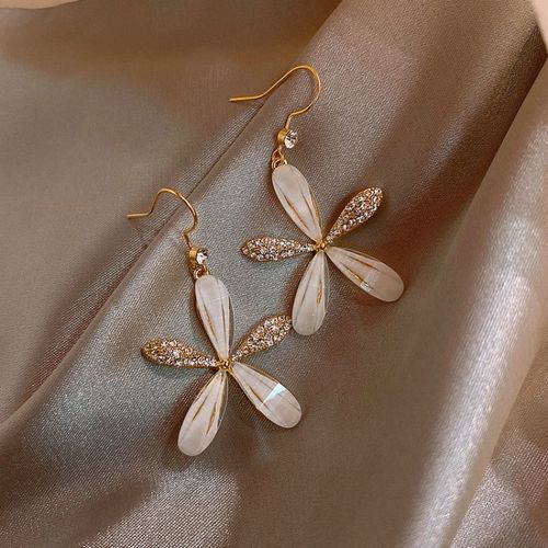 Boucles D'oreilles En Forme De Ptales De Fleurs Blanches Pour Femmes, Bijoux En Acrylique, Tendance Corenne, Doux, Pendentifs En Cristal, Tendance, 2020