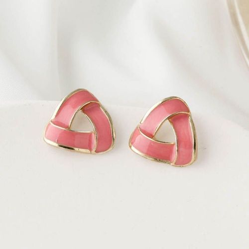 Boucles D'oreilles En Forme De Triangle Torsad Pour Femmes, Petites Boucles D'oreilles En mail Rose, Couleur Or, Mtal, Creux, Dclaration Gomtrique, Nouvelle Collection