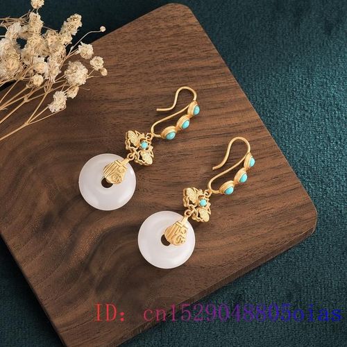 Boucles D'oreilles En Jade Blanc 925 Argent, Bijoux  La Mode, Cadeaux Pour Femmes Naturelles, Agate Zircon, Breloque En Pierre Prcieuse, Cristal De Calcdoine