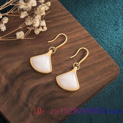 Boucles D'oreilles En Jade Blanc Pour Femmes, Amulette En Zircon Calcdoine, Pierre Naturelle,  La Mode, Cadeaux, Bijoux De Charme, Cristal Argent 925