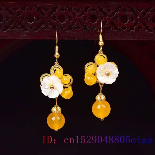 Boucles D'oreilles En Jade Jaune Pour Femmes, Bijoux En Pierre Prcieuse, En Argent 925, Breloque Calcdoine Naturelle, Amulette En Cristal, Zircon,  La Mode