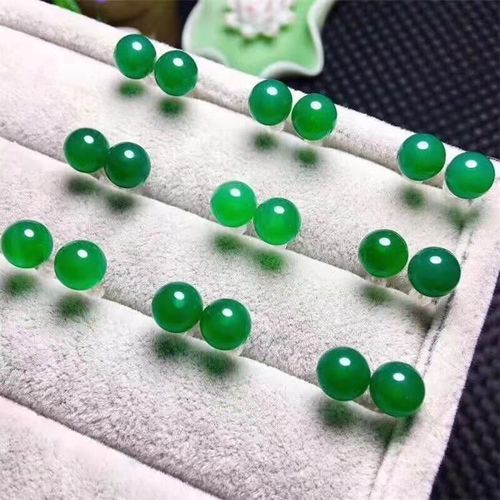 Boucles D'oreilles En Jade Naturel Pour Hommes Et Femmes, Bijoux Fins En Pierre De Jades, Pierre De Cornaline, Chrysoprase, Pierre De Jades Certifie, Calcdoine Rouge Et Verte