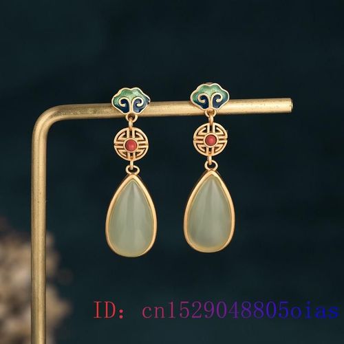 Boucles D'oreilles En Jade Vert, Goutte D'eau, Cristal Calcdoine, Pierre Prcieuse, Amulette En Argent 925, Bijoux  La Mode, Naturel, Cadeaux