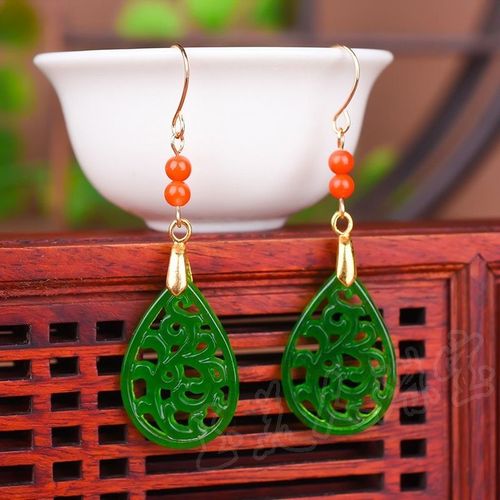 Boucles D'oreilles En Jade, Vert Naturel, meraude, Phnix, Ajour, Accessoires De Mode, Bricolage, Sculpt  La Main, Amulette, Cadeaux Pour Femmes