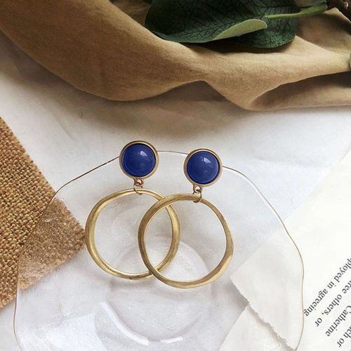 Boucles D'oreilles En Lapis Lazuli Pour Femme, Bijoux En Argent, Design Indpendant, Incrust D'or Ancien, Simple Et Personnalis