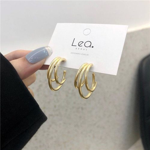 Boucles D'oreilles En Mtal Bleu En Forme De C, Style Sud-Coren  La Mode, Joker Gomtrique Rtro, Bijoux Cadeau Pour Filles
