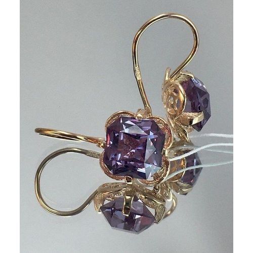 Boucles D'oreilles En Or Jaune 18k Pour Femmes, Bijoux En Diamant Amthyste Violet, Boule De Cristal, Double Clou, Cadeaux De Mariage