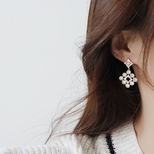 Boucles D'oreilles En Or Vritable 14k Pour Femmes, Strass Scintillants De Style Coren, Boucles D'oreilles  Clous En Zircon Transparent Aaa, Cadeau, Nouvelle Collection