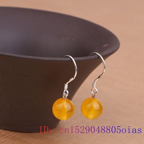 Boucles D'oreilles En Perles De Jade Jaune, Bijoux En Cristal, Pierre Prcieuse, Zircon, Argent 925, Cadeaux  La Mode, Amulette Calcdoine Naturelle