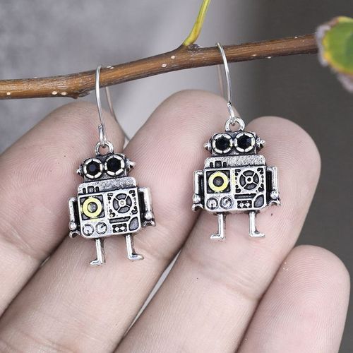 Boucles D'oreilles En Pierre De Lune Pour Femme, Mignonnes, CommunautS Te, Robot RTro, Piercing D'oreille, Cadeau CrAtif, Nouvelle Collection