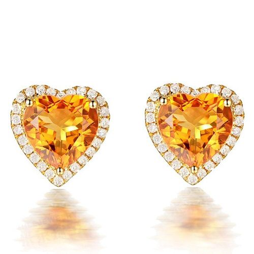 Boucles D'oreilles En Pierre Prcieuse Citrine Pour Femme, Bijoux De Luxe, En Cristal Jaune, Zircon, Diamant, Couleur Or 18 Carats, Cadeau, CUr, 3 Carats