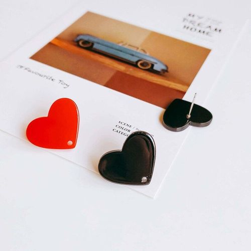 Boucles D'oreilles En Rsine En Forme De CUr Pour Femmes, 6 Pices, En Plastique, Style Simple, Accessoires De Bijoux Faits  La Main