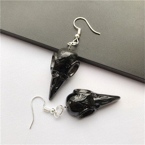 Boucles D'oreilles En Rsine Multicolore Pour Femme Et Enfant, 1 Paire, Bijoux En Forme De Corbeau, Punk, Crne, Oiseau, 3d, Gothique