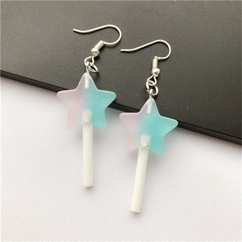 Boucles D'oreilles En Rsine Pour Femmes Et Enfants, 1 Paire, Mignon, Dos Plat, toile, Sucettes, Bonbons Multicolores, Bijoux  La Mode
