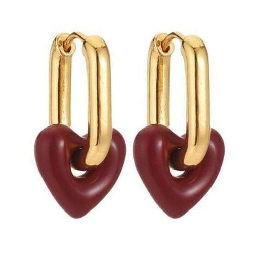 Boucles D'oreilles En Rsine Rouge, Design Simple, Clip En Forme De CUr, Breloque De Temprament, Vintage, Bijoux De Fte Pour Femmes