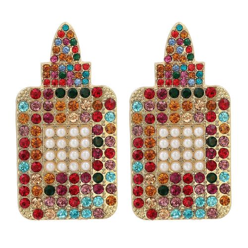 Boucles D'oreilles En Strass Pour Femmes, Nouveau Design Multicolore Brillant, Carr, Pendentif Goutte, Cadeau Tendance, Dclaration De Personnalit
