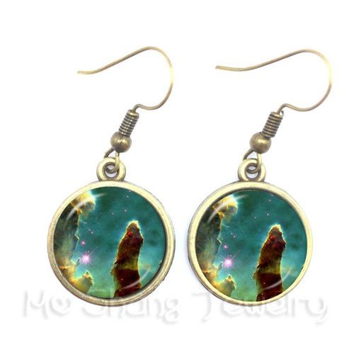 Boucles D'oreilles En Verre Pour Femmes, Pendentif Galaxie Et toile, Nbuleuse, Bijoux Spatiaux, Plantes Colores