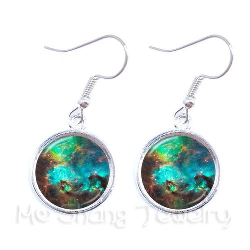 Boucles D'oreilles En Verre Pour Femmes, Pendentif Galaxie Et toile, Nbuleuse, Bijoux Spatiaux, Plantes Colores