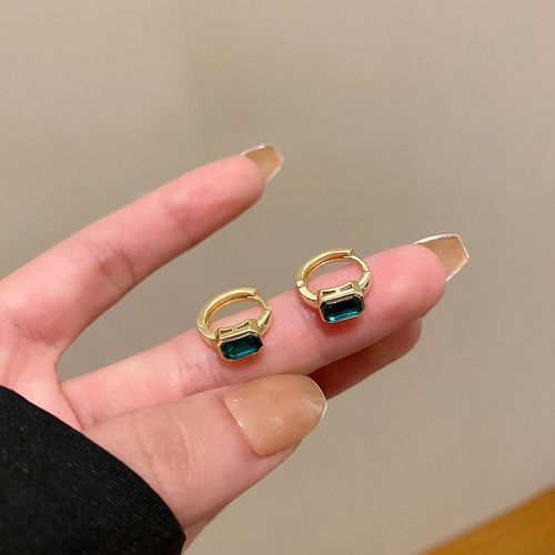 Boucles D'oreilles En Zircon Perle Rtro De La Core Du Sud Niche Femme Vent Froid Boucles D'oreilles Haut De Gamme Temprament Oreille Bijoux-E5259 Or # Zircon Vert