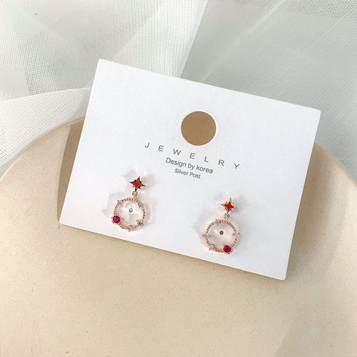 Boucles D'oreilles En Zircon Pour Femmes Et Filles, Nouvelle Collection Corenne, Bijoux Ronds En Forme D'toile, Strass Rouge, Cadeaux