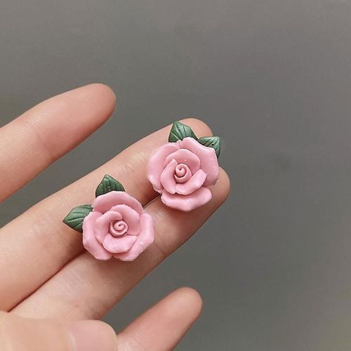 Boucles D'oreilles Et Boucles D'oreilles Gomtriques En Rsine Rose, Fleurs Douces, Temprament De Niche, Design Haut De Gamme  La Mode Et Frais, Version Corenne
