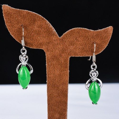 Boucles D'oreilles Et Colliers En Calcdoine Verte Naturelle, Ensemble Deux Pices, Sculpt  La Main, Bijoux Boutique De Mode, Boucles D'oreilles Et Colliers Pour Femmes