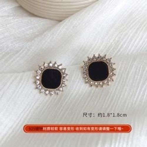 Boucles D'oreilles Gomtriques Carres En Argent S925 Vert Verte, Strass, Temprament, Vent Froid, Rtro, Perle, t, Mignon, Bijoux, Nouveau, 2022