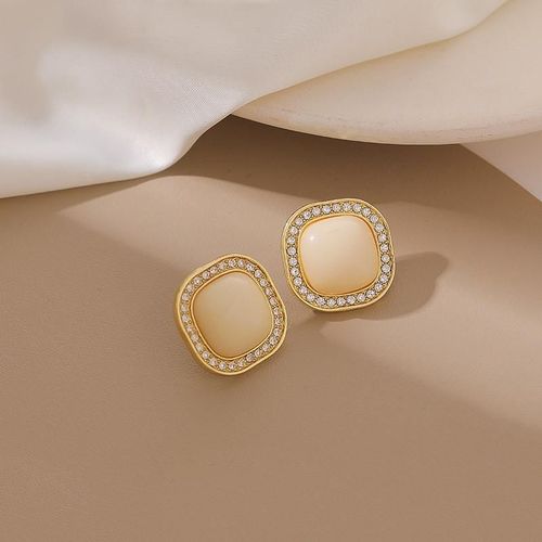 Boucles D'oreilles Gomtriques Carres En Argent S925 Vert Verte, Strass, Temprament, Vent Froid, Rtro, Perle, t, Mignon, Bijoux, Nouveau, 2022