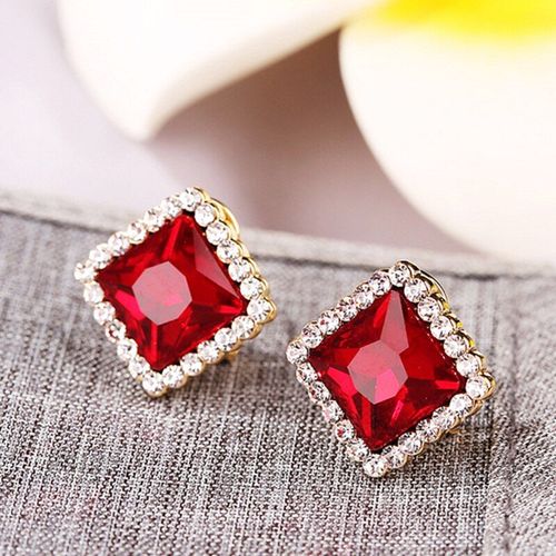 Boucles D'oreilles Gomtriques Carres Pour Femmes, lgantes, Classiques, Rouge, Vert, Noir, Gros Cristal, Accessoires, Bijoux De Mariage  La Mode