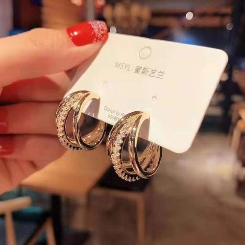 Boucles D'oreilles Gomtriques En Mtal Dor Et Strass Pour Femmes, Rtro, Pendentif, Personnalit, Bijoux  La Mode Corenne, 2021