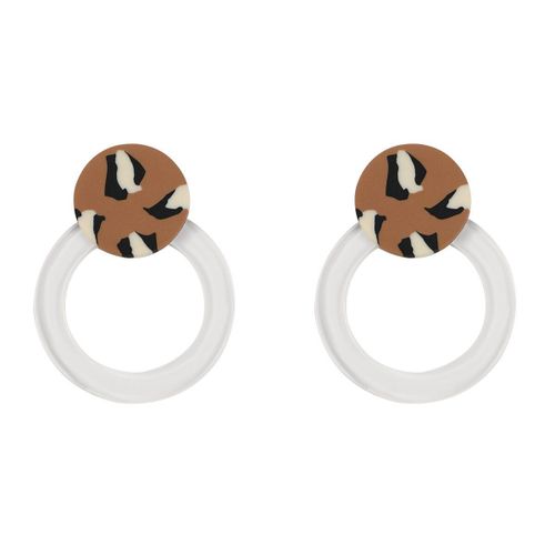 Boucles D'oreilles Gomtriques Lopard En Argile Polymre Pour Femmes, Acrylique Transparent, Pendentif Rond 2021, Bijoux