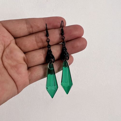 Boucles D'oreilles Gothiques En Cristal De Chauve-Souris Venom Vert Pour Femmes Et Filles, Bijoux De Sorcire Pprdtermine, Pendentif Vampire, Crochets D'oreille, Accessoires De Mode, Cadeau