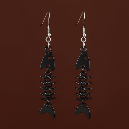 Boucles D'oreilles Gothiques Pour Femmes Et Filles, Boucles D'oreilles Creuses En Forme De Lune, En Forme D'os De Poisson Rouge, Pendentif Fait  La Main, 2022
