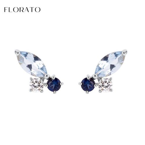 Boucles D'oreilles Goutte D'eau En Argent Regard 925 Pour Femmes, Bijoux De Mariage, Pendentif En Or, Bleu, Cristal, Diable, Mode