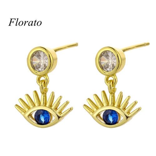 Boucles D'oreilles Goutte D'eau En Argent Regard 925 Pour Femmes, Bijoux De Mariage, Pendentif En Or, Bleu, Cristal, Diable, Mode