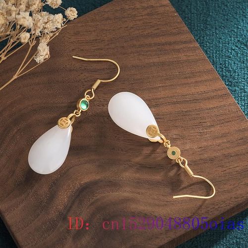 Boucles D'oreilles Goutte D'eau En Jade Blanc 925, Bijoux En Pierre Prcieuse, Amulette, Calcdoine, Breloque En Argent Et Zircon Pour Femmes, Cristal Naturel,  La Mode