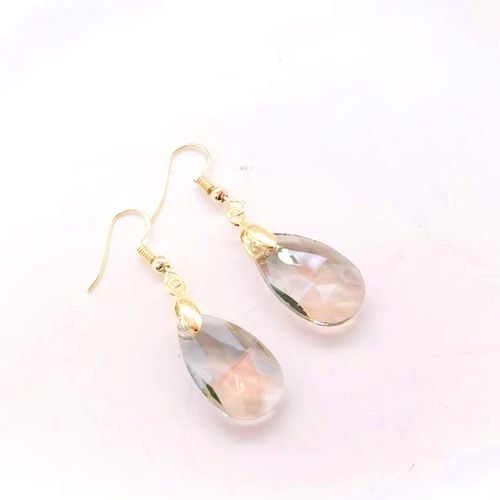 Boucles D'oreilles Goutte D'eau Gomtrique Longue Sens Avanc Bijoux En Cristal Mode Lumiere Luxe Boucles D'oreilles Zircon Color-Gris