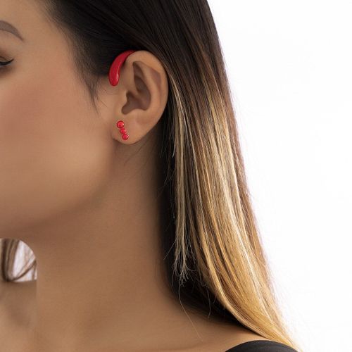 Boucles D'oreilles Goutte D'huile Rouge Pour Femmes, Nouveau Design Simple Et Niche, Boucles D'oreilles En Mtal De Temprament Assorti  Tout E7184