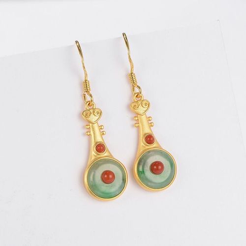 Boucles D'oreilles Hetian Yunan En Tourmaline Rouge, Nouveau, Naturel, Pipa, Design De Niche, Rtro, Exquis, lgance, Charme, Bijoux En Argent Pour Dames