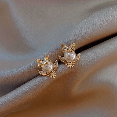 Boucles D'oreilles Hibou Perle Version Corenne Du Net Rouge, Boucles D'oreilles Temprament Femme, Tendance, Exquises lgantes, Nouvelle Collection 2020