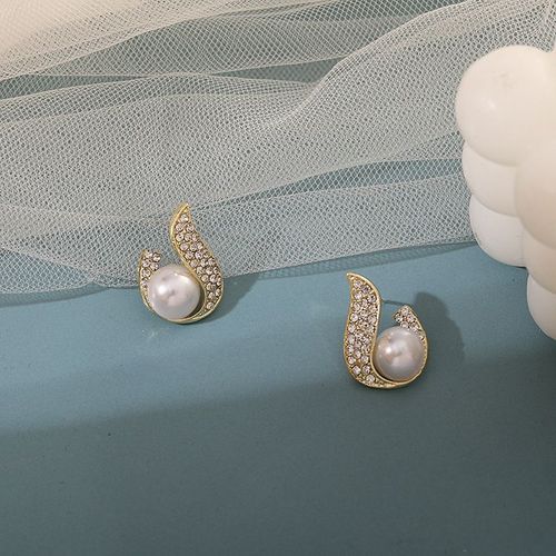 Boucles D'oreilles Insolites En Cristal Pour Femmes, Clou De Perle De Flamme, Bijoux D'oreille De Style Coren, Document Dor, Nouvelle Mode